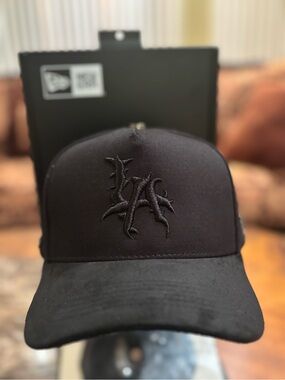 Los Angeles Dodgers All-Black Out Rhinestone Rosary Beads SnapBack Hat